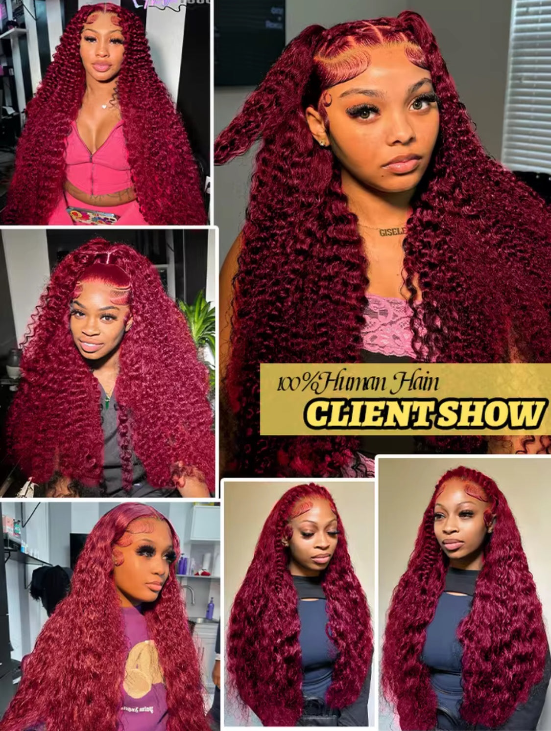 99J Burgundy Deep Wave Red Lace Front Human Hair 13x6 HD Transparent Lace Frontal Water Curly Wigs