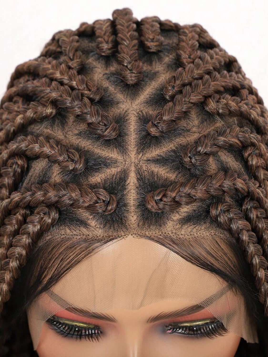 Lace Triangle Knotless Box Braided Wig Full Lace Front Wig With Baby Hair Synthetic Natural Looking Cornrow Braids Wig