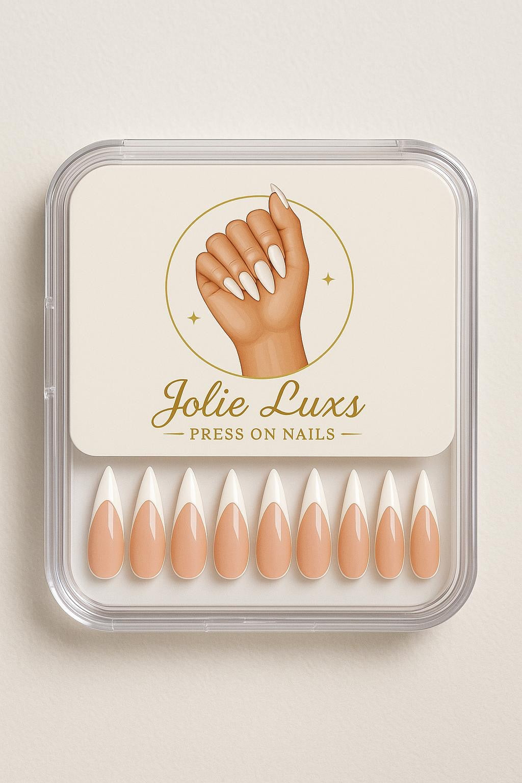 24 Pcs Medium Almond Shape Nail With French Style , Includes 1 Pc Sheet Adhesive Shiny Pink Color And White French Style