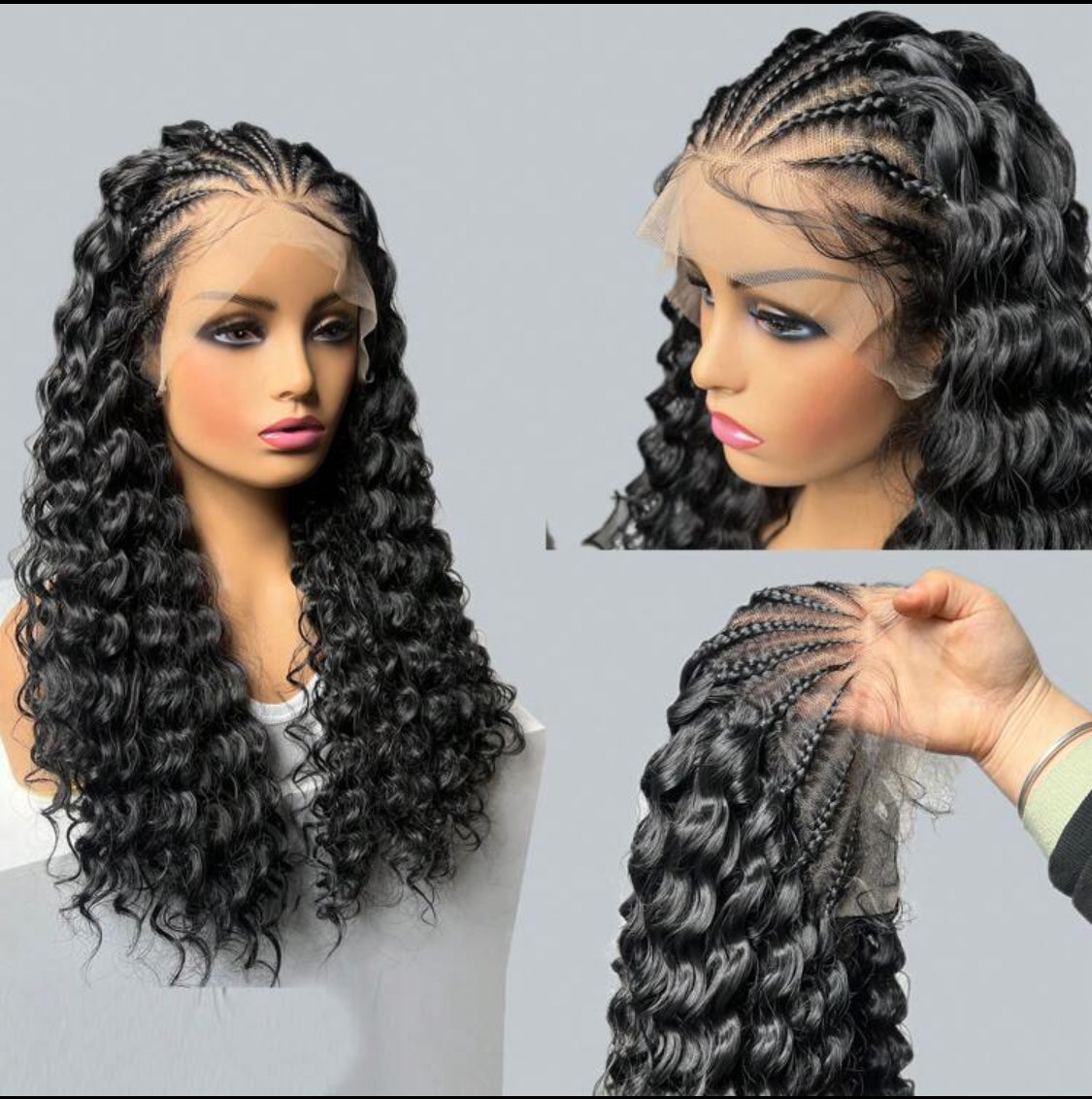 26 Inches Long Synthetic Lace Front Braids Curly Gluless Wigs With Baby Hair