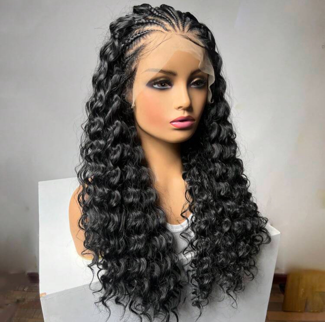 26 Inches Long Synthetic Lace Front Braids Curly Gluless Wigs With Baby Hair