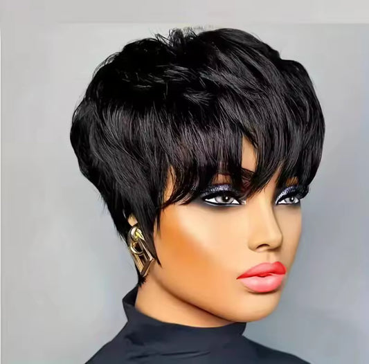 Short Pixie Cut Wig Human Hair Wigs With Bangs Short Wig 6 inches bob Human Hair Wigs