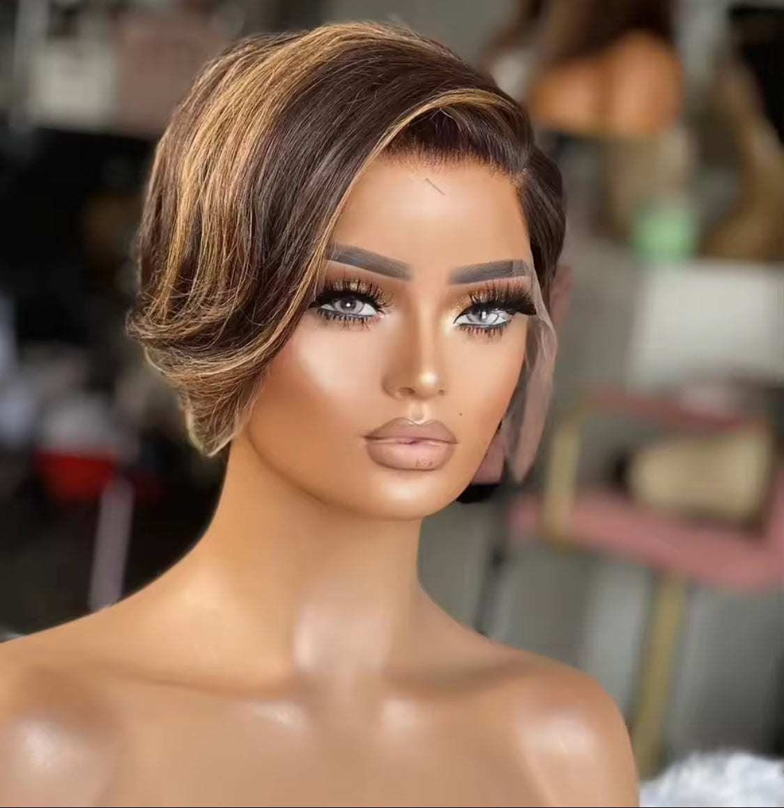 Lace Front 13x4 Short Pixie Cut Wig  Pixie Cut Transparent Frontal Wig