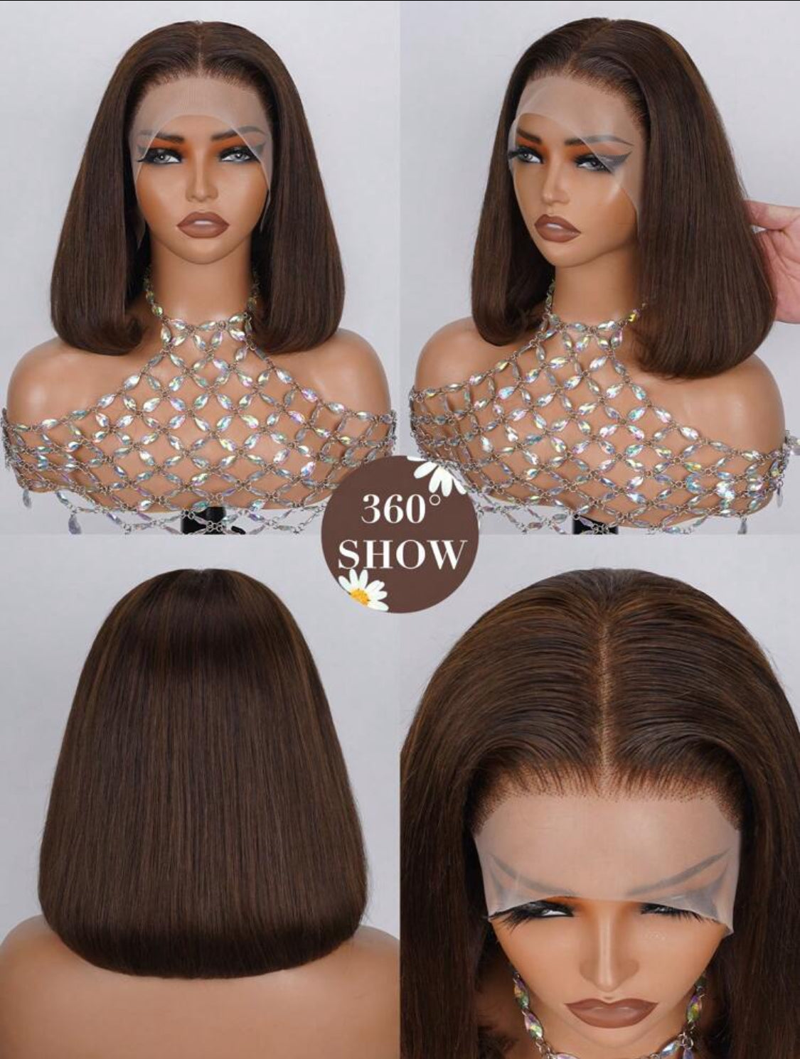 Bob Wig  Human Hair 13x4 Transparent Lace Front 180% Density Straight Pre Plucked Natural Hairline