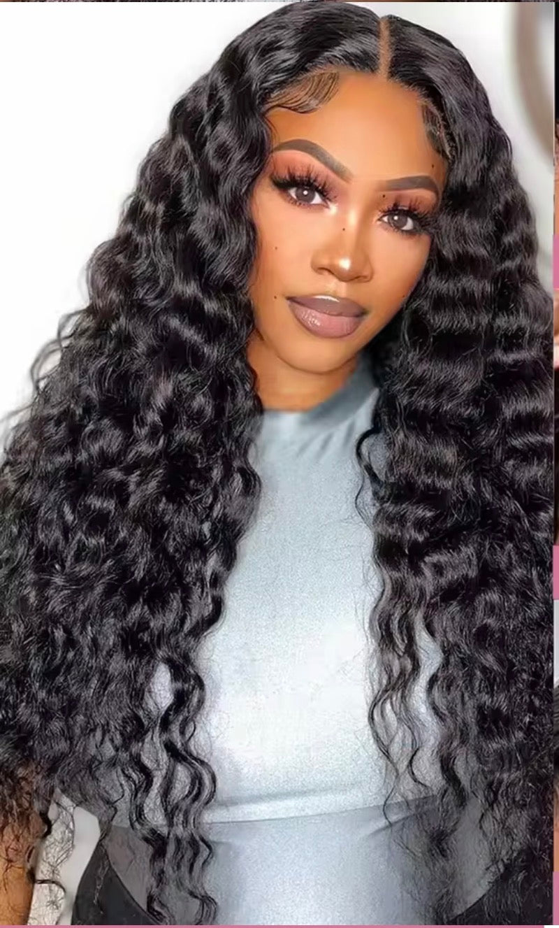 Gorgeous 5x5 HD Glueless Kinkly Curly lace Wigs Human Hair Curly Wave 180% Density  Human Hair Lace Wig Deep Curly Wigs Human Hair Natural Black