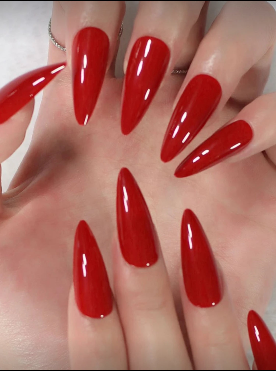 Luxury  24pcs Long Almond Red Press on Nail Set,Fit Perfectly & Medium Length.