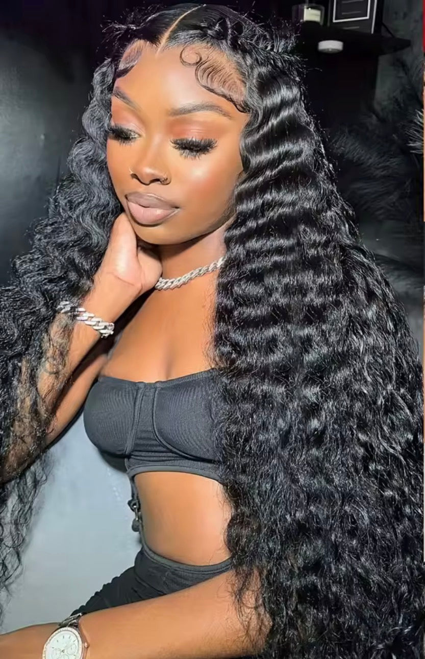 Gorgeous 5x5 HD Glueless Kinkly Curly lace Wigs Human Hair Curly Wave 180% Density  Human Hair Lace Wig Deep Curly Wigs Human Hair Natural Black
