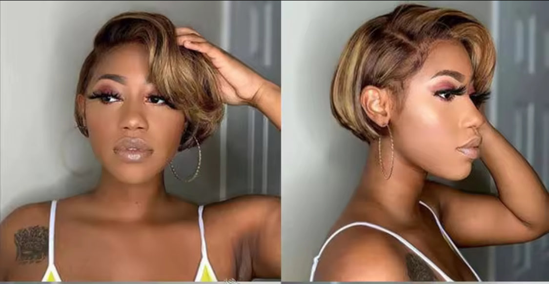Lace Front 13x4 Short Pixie Cut Wig  Pixie Cut Transparent Frontal Wig