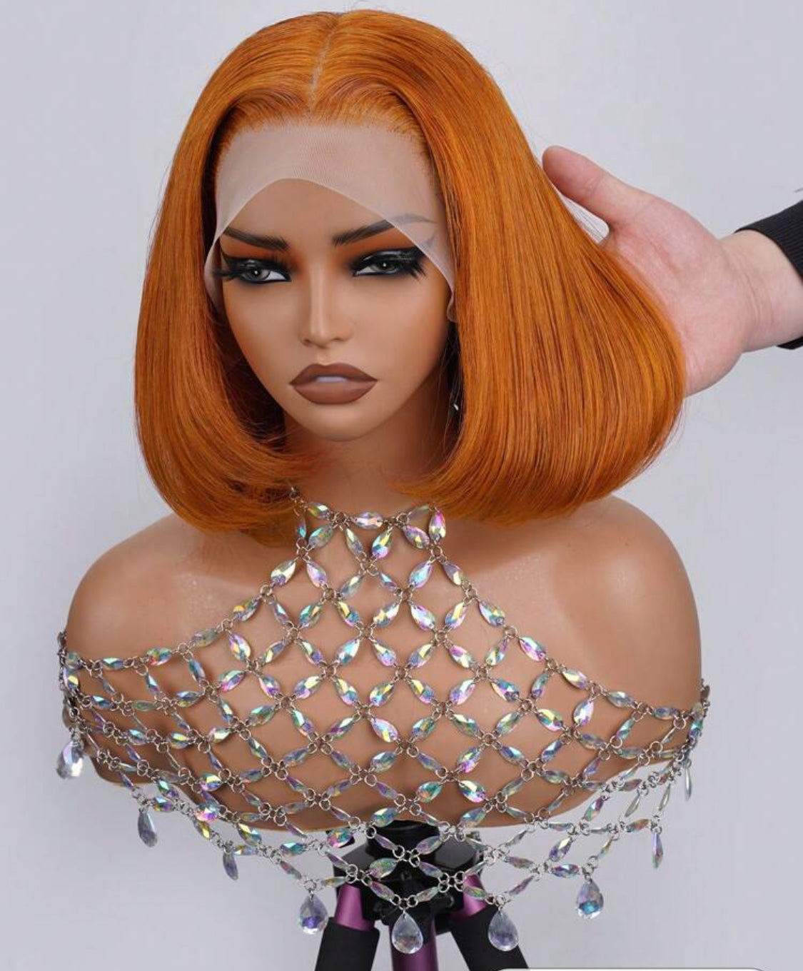 Bob Wig in Orange #350 Human Hair 13x4 Transparent Lace Front 180% Density Straight Pre Plucked Natural Hairline