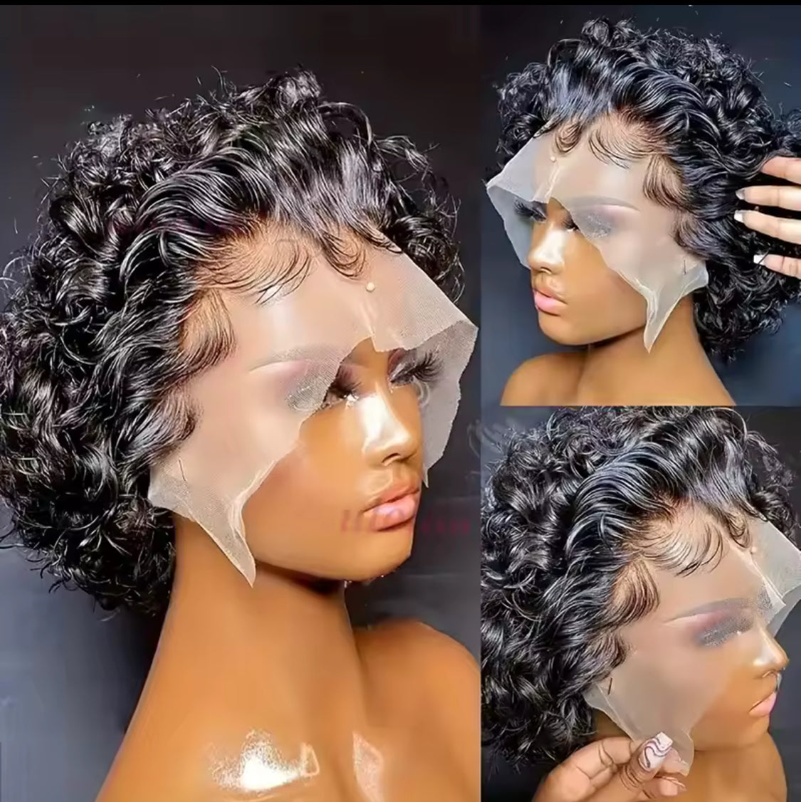 Short Bob Pixie Curls 13x4 Lace Frontal Wigs Pixie Cut Human Hair Wig Transparent Lace Front Human Hair Wig