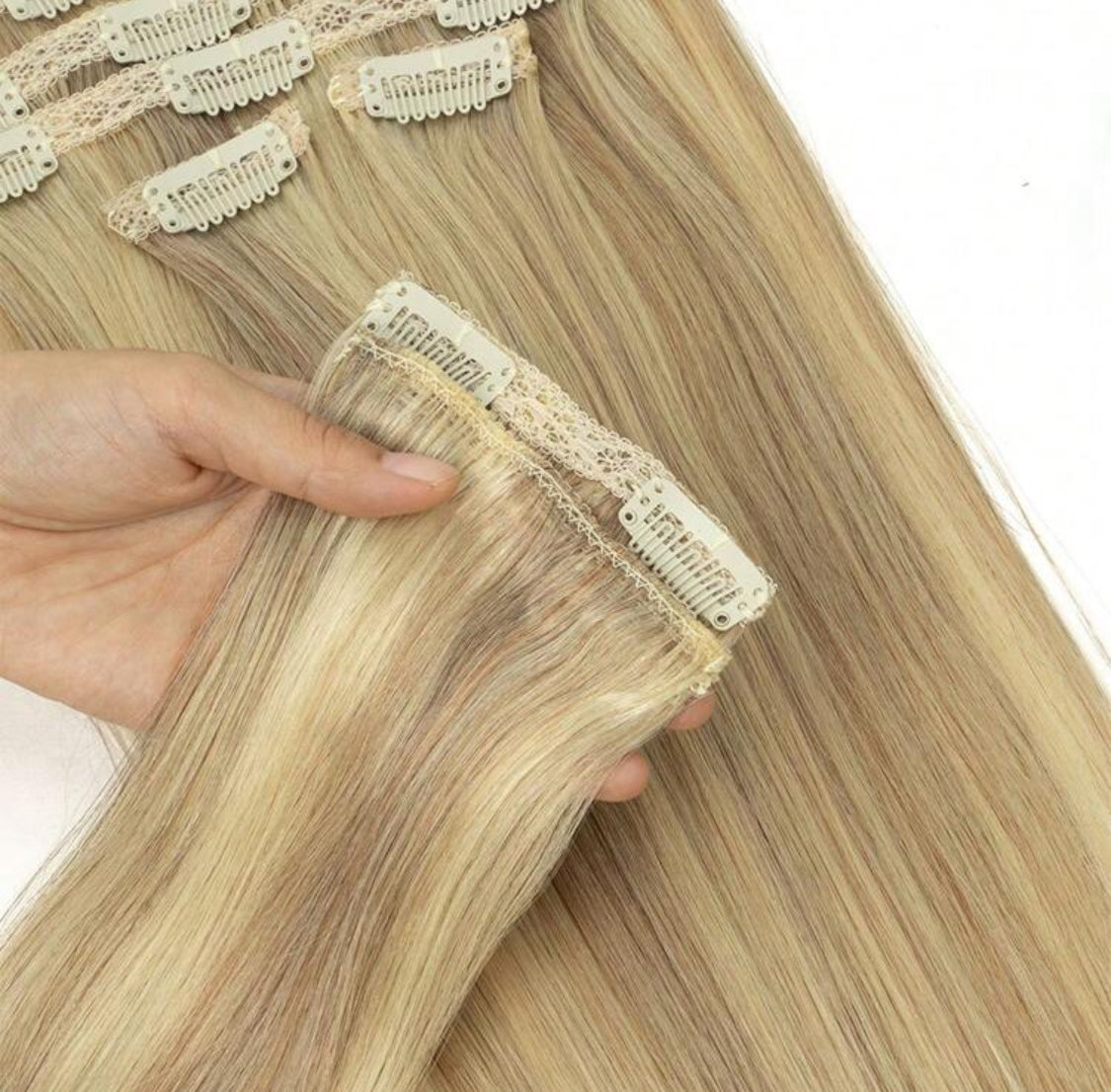 Silky Straight, 100% Human Hair Clip-In Extensions , , 7-Piece Set, 120gr