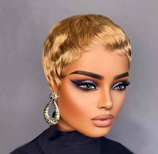 Pixie Cut Human hair wig short trend Wave Wig 6inches pixie cut