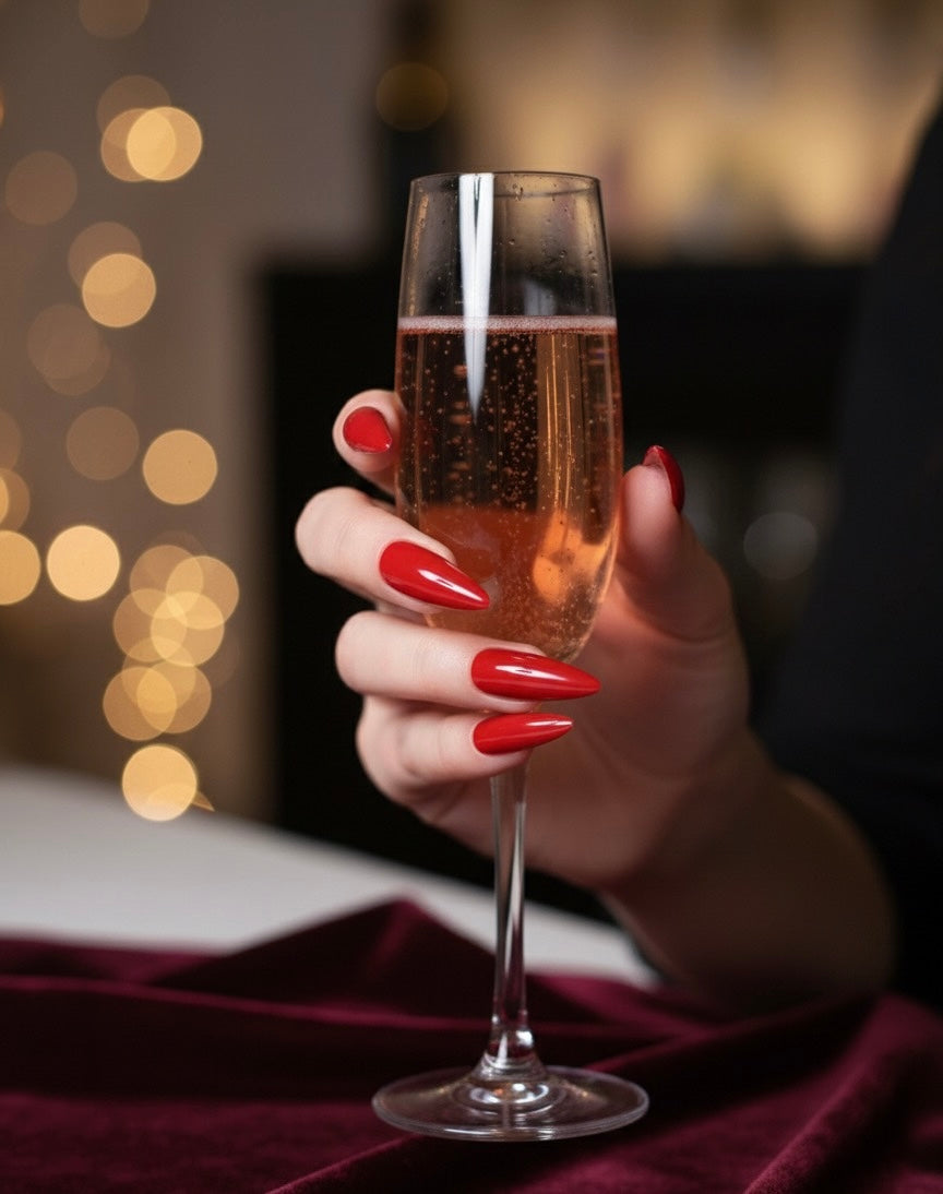 Luxury  24pcs Long Almond Red Press on Nail Set,Fit Perfectly & Medium Length.