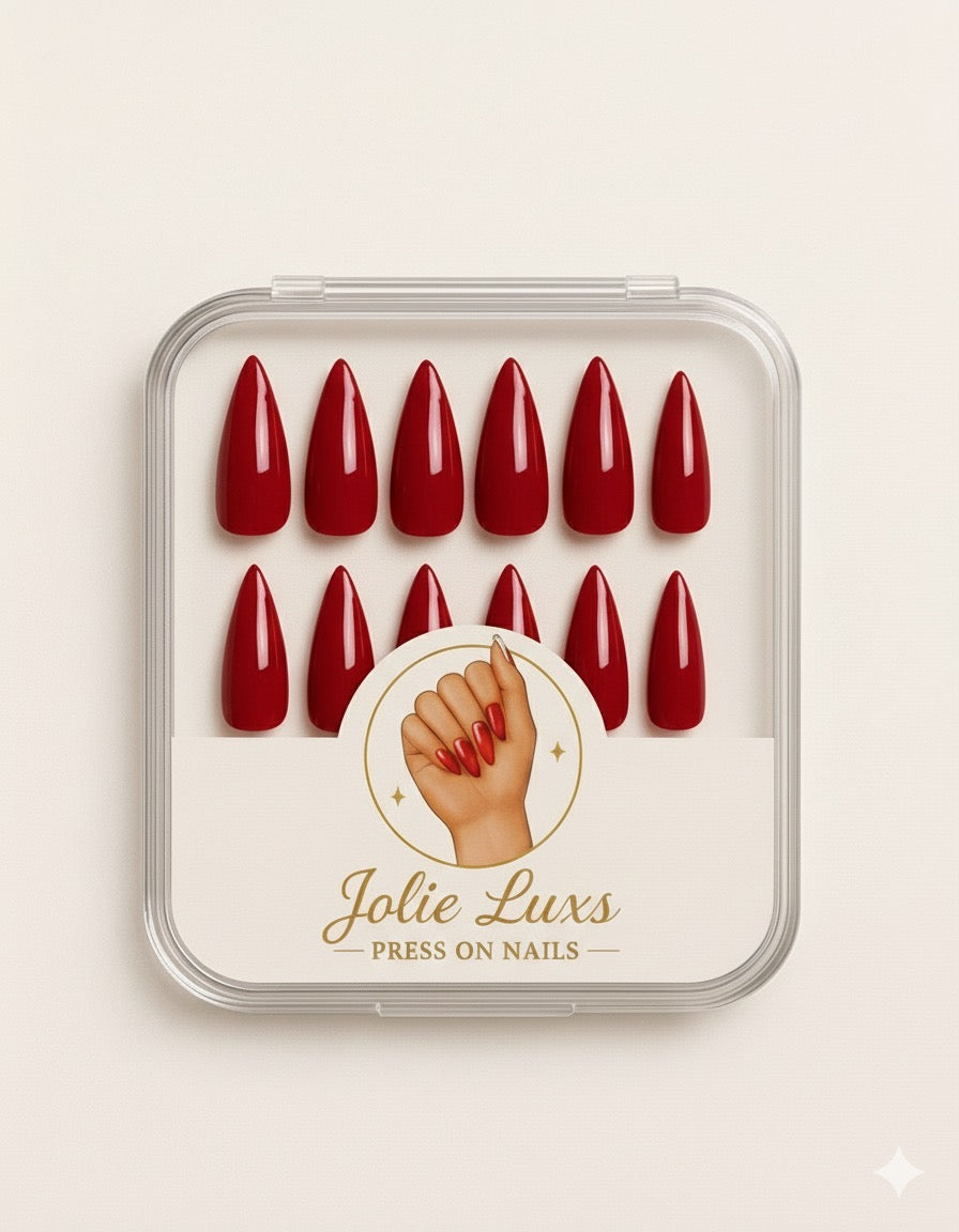 Luxury  24pcs Long Almond Red Press on Nail Set,Fit Perfectly & Medium Length.