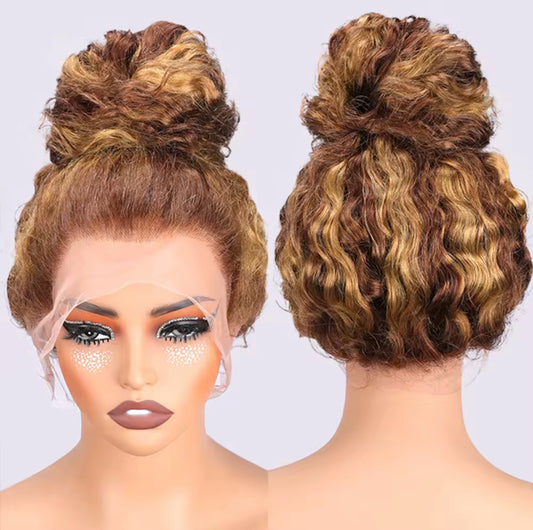 Invisible Strap Highlight 360 Full Hd Lace Front Wig Honey Blonde Glueless Wig H Deep Wave Frontal Wig Human Hair