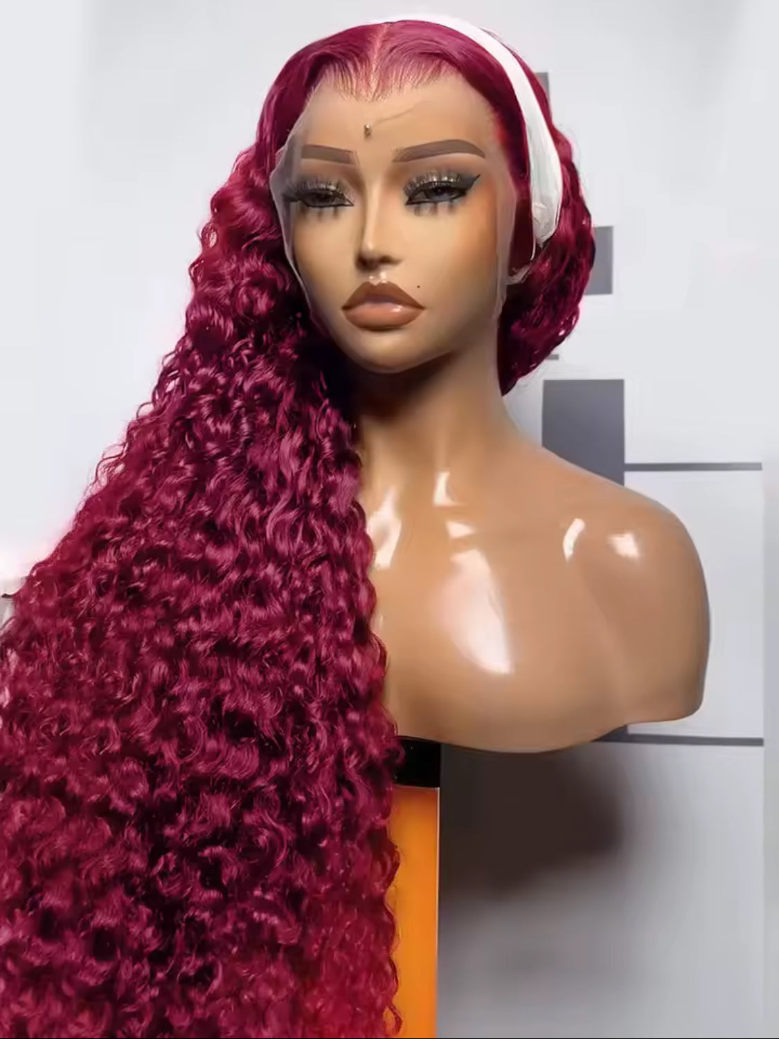 99J Burgundy Deep Wave Red Lace Front Human Hair 13x6 HD Transparent Lace Frontal Water Curly Wigs